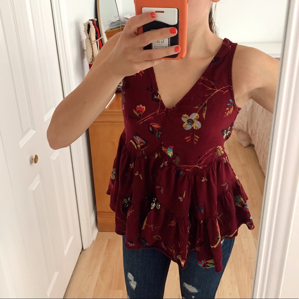 A&F Maroon Butterfly Tunic